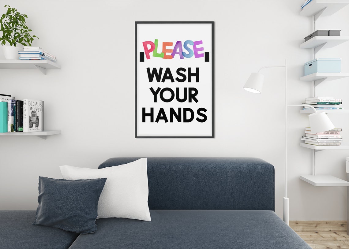 Please Wash Your Hands Colorful Lettering Kids Bathroom Poster - Image 6