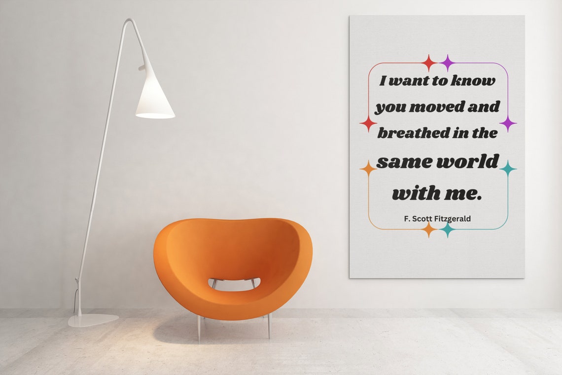 F Scott Fitzgerald Same World Quote Colorful Star Canvas Poster - Image 4