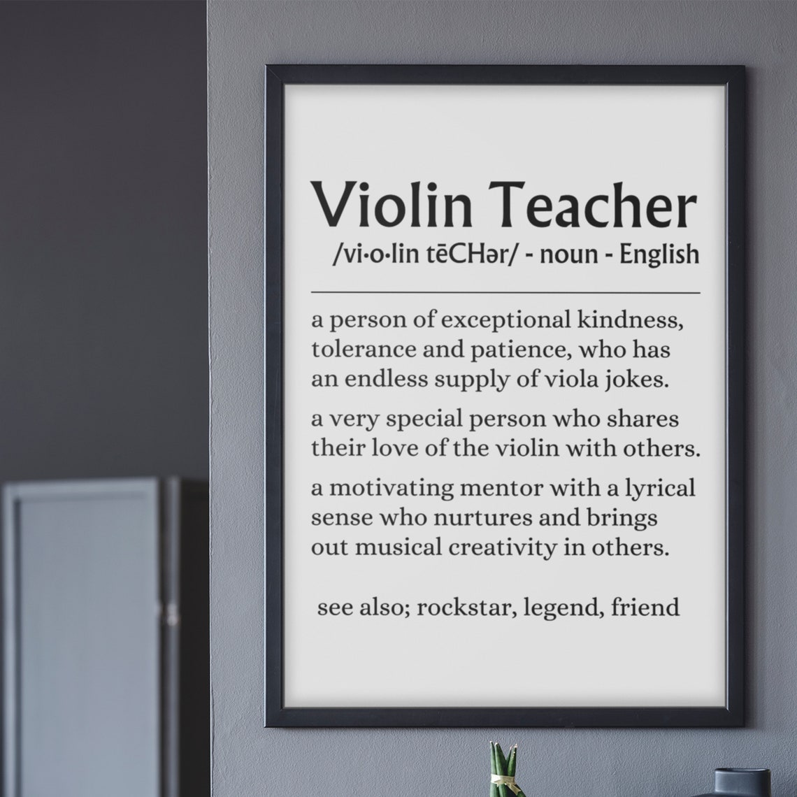 Violin Teacher Definition Quote Music Teacher Appreciation Gift Poster - Image 9