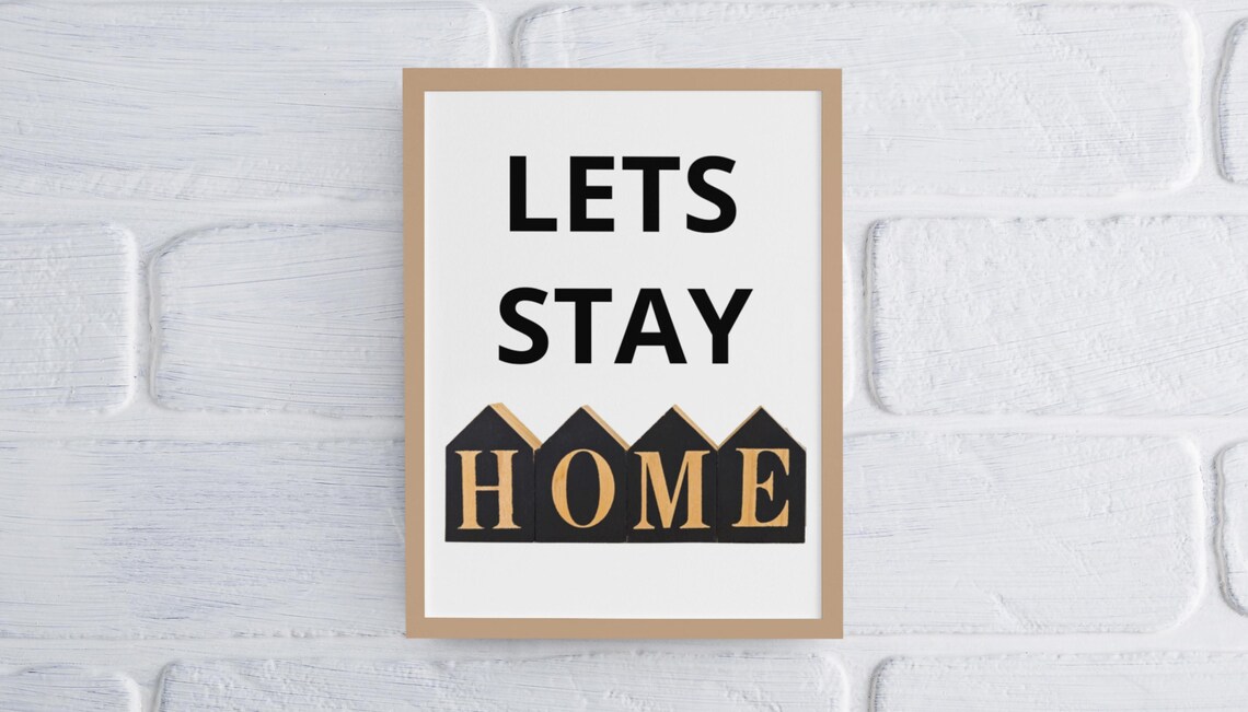 Lets Stay Home Set Of 3 House Typography Prints Cozy Home Wall Poster - Image 3