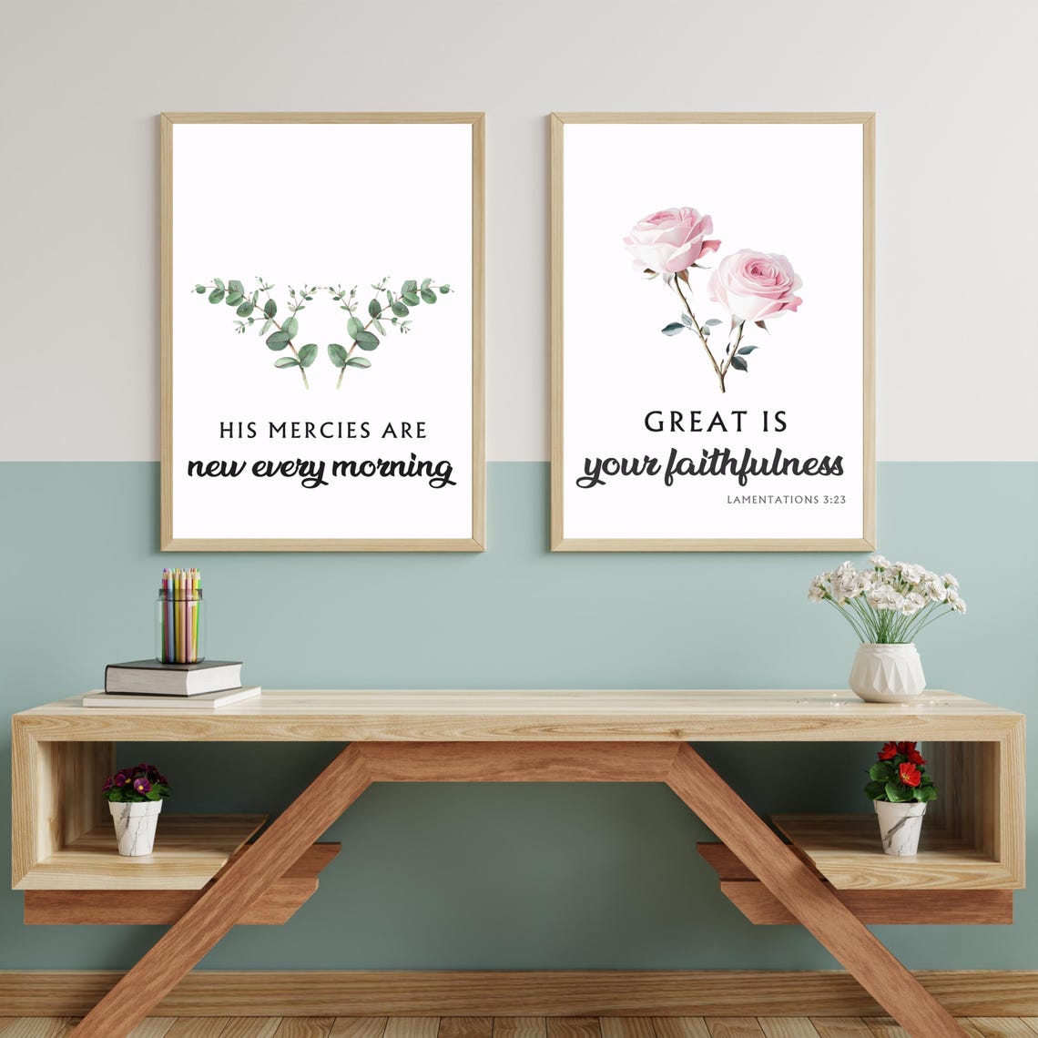 Great Is Thy Faithfulness Lamentations 3:23 Botanical Set Poster - Image 5