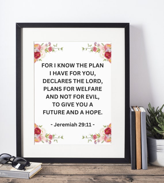 Christian Wall Art Prints Jeremiah 2911 Floral Corners Bible Verse Print Scripture Nursery Decor Faith Poster Arts