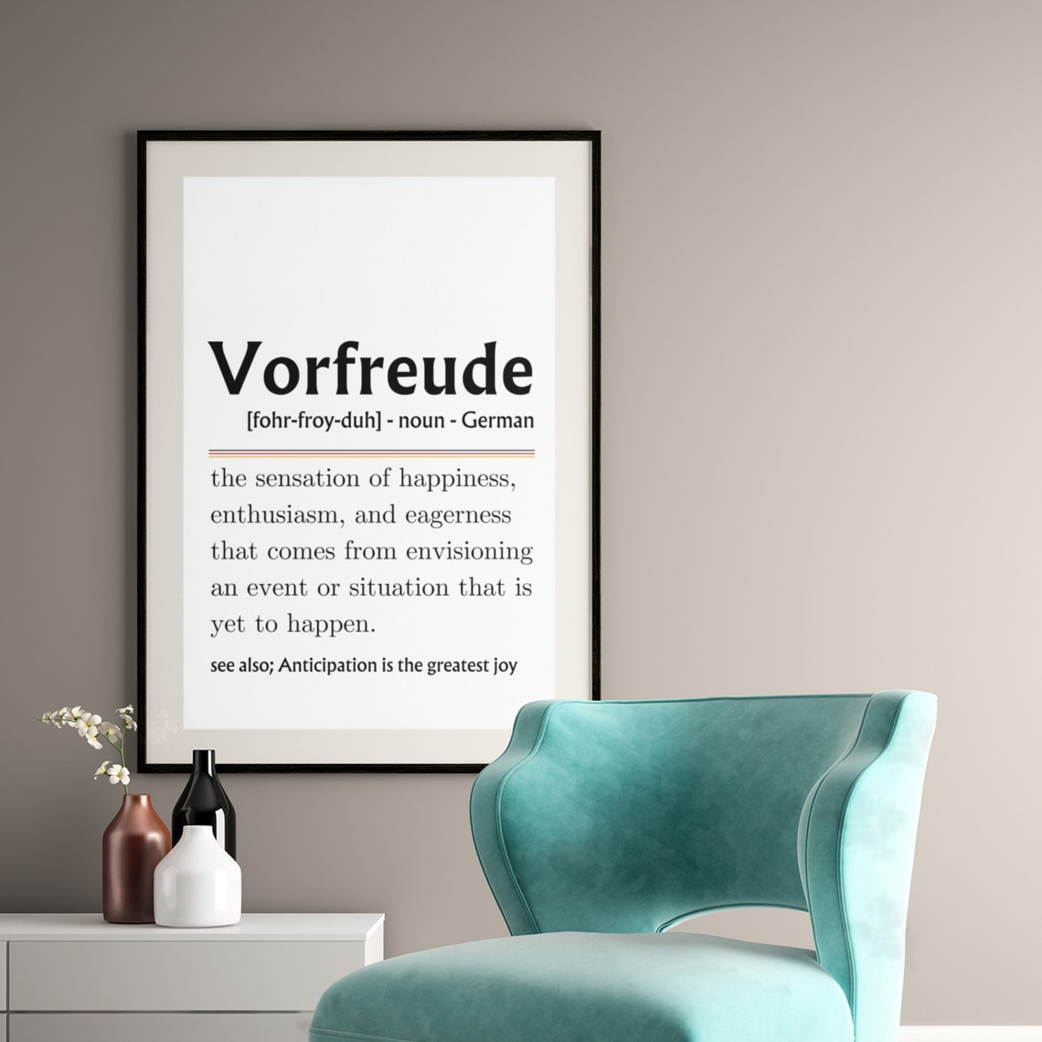 Vorfreude Definition German Anticipation Joy Happiness Word Art Poster - Image 4