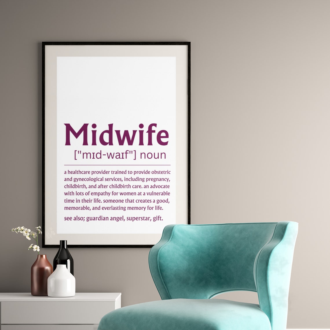 Midwife Dictionary Definition Poster Guardian Angel Superstar Gift