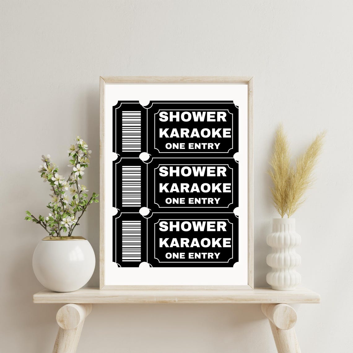 Shower Karaoke Ticket Black White Bathroom Funny Music Gift Poster - Image 6