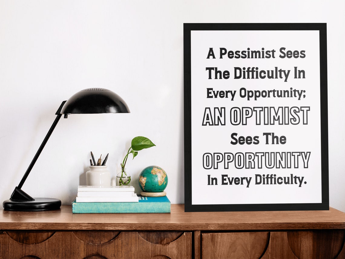 Optimist Opportunity Quote Winston Churchill Mindset Wall Poster - Image 9