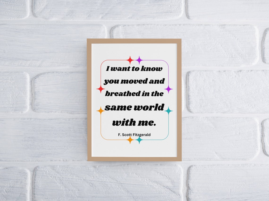 F Scott Fitzgerald Same World Quote Colorful Star Canvas Poster - Image 3