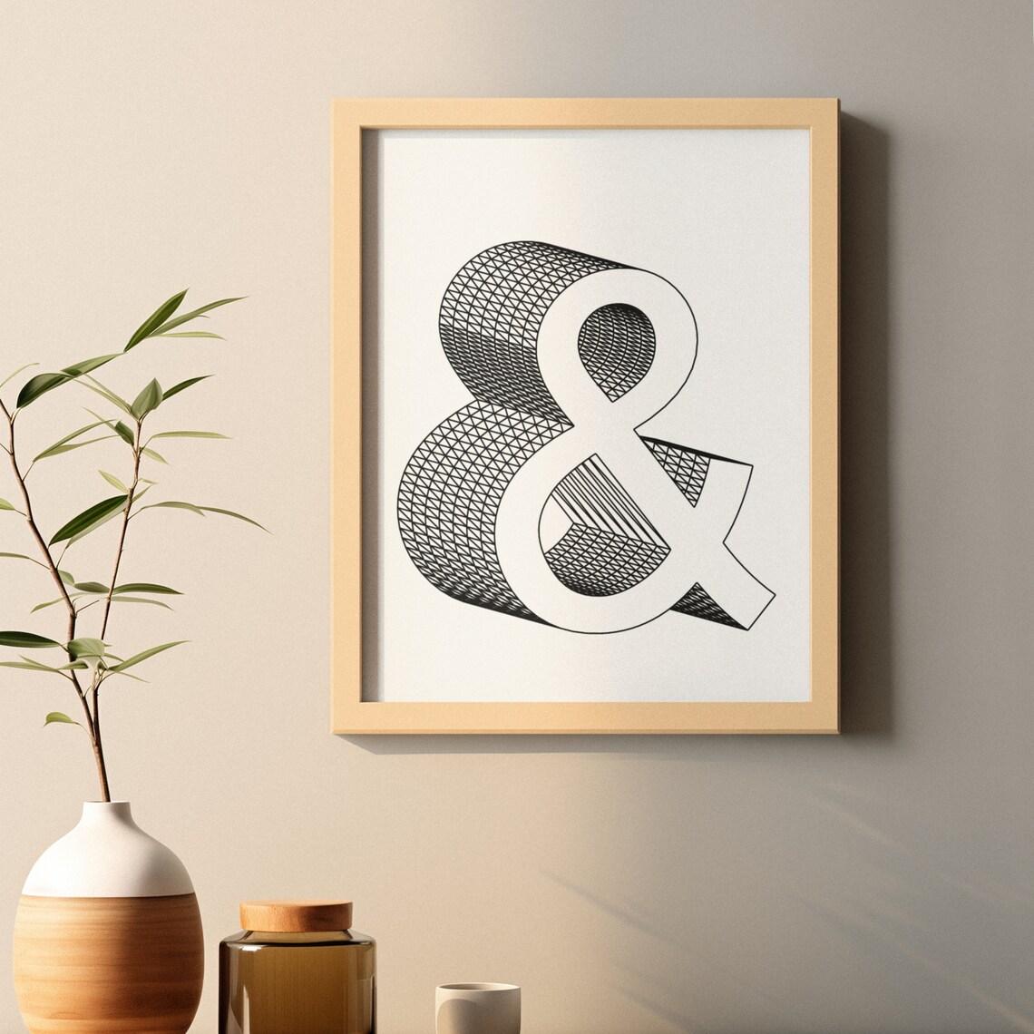 Ampersand Typography 3D Wireframe Modern Minimalist Black White Poster - Image 6