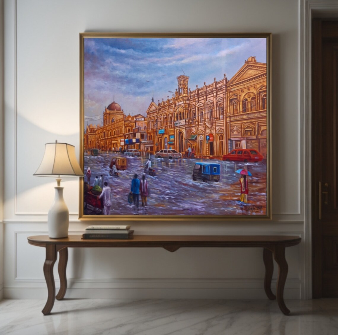 Rainy Old City Travel Poster, Indian Pakistani Cityscape - Image 2