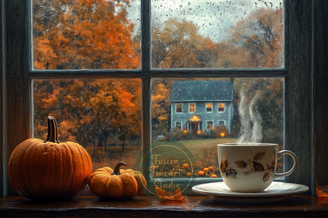 Autumn Landscape Coffee Wall Art Fall Prints Moody Wall Art Fall Porch Decor Instant Jpg - Image 3