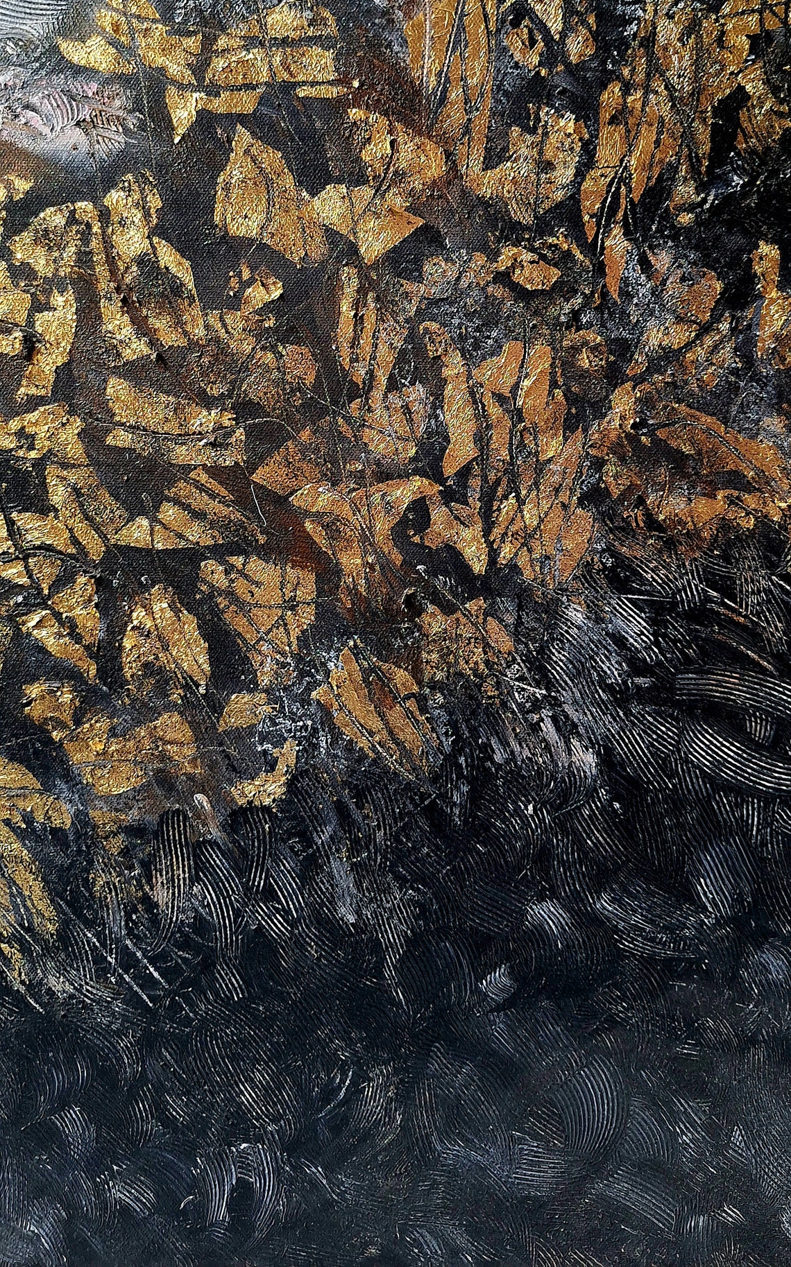 Black Gold Abstract Swirl Misty Gray Modern Luxury Dramatic Poster - Image 2