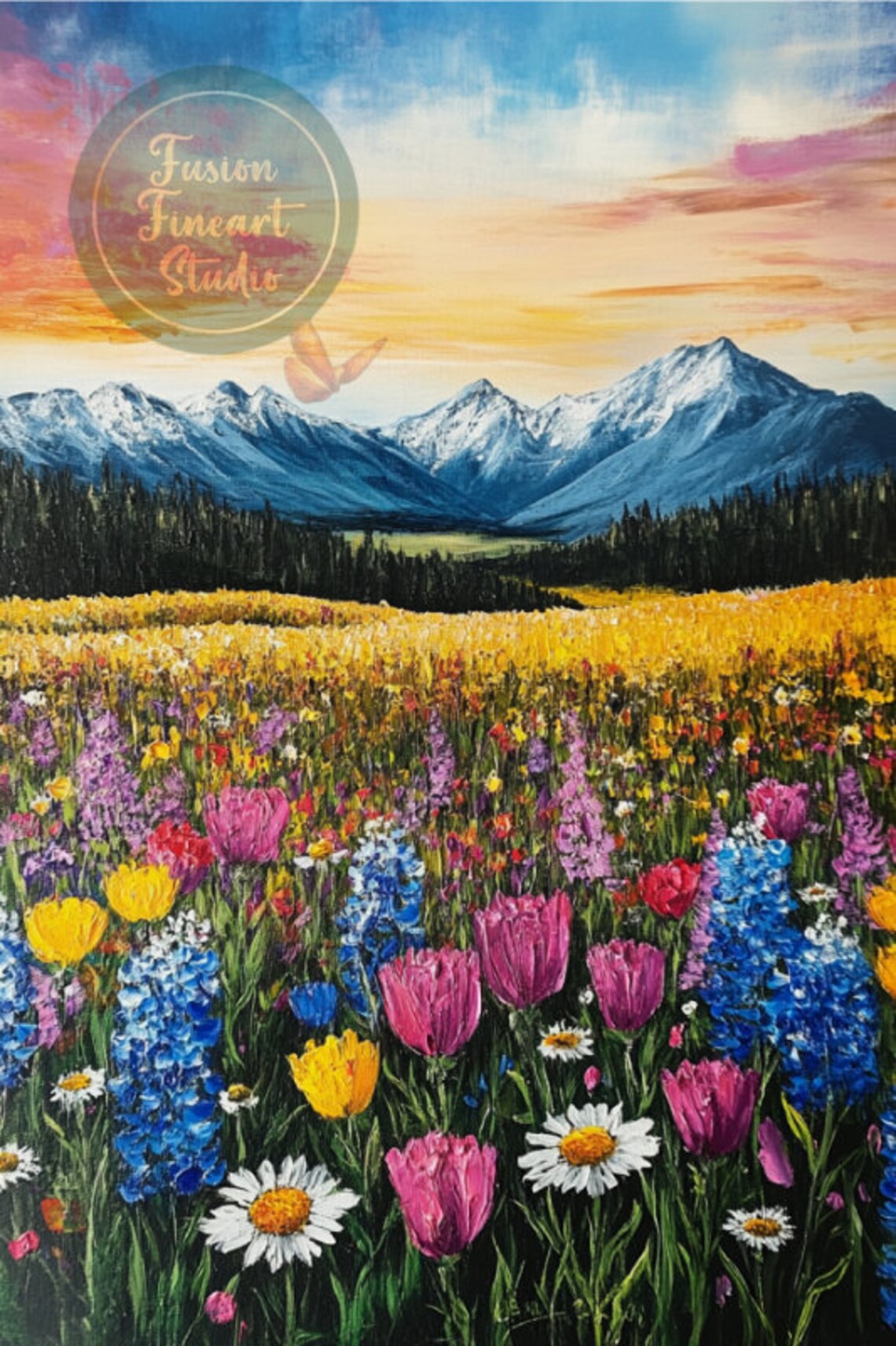 Wildflower Print Botanical Mountain Landscape Art Print - Image 3