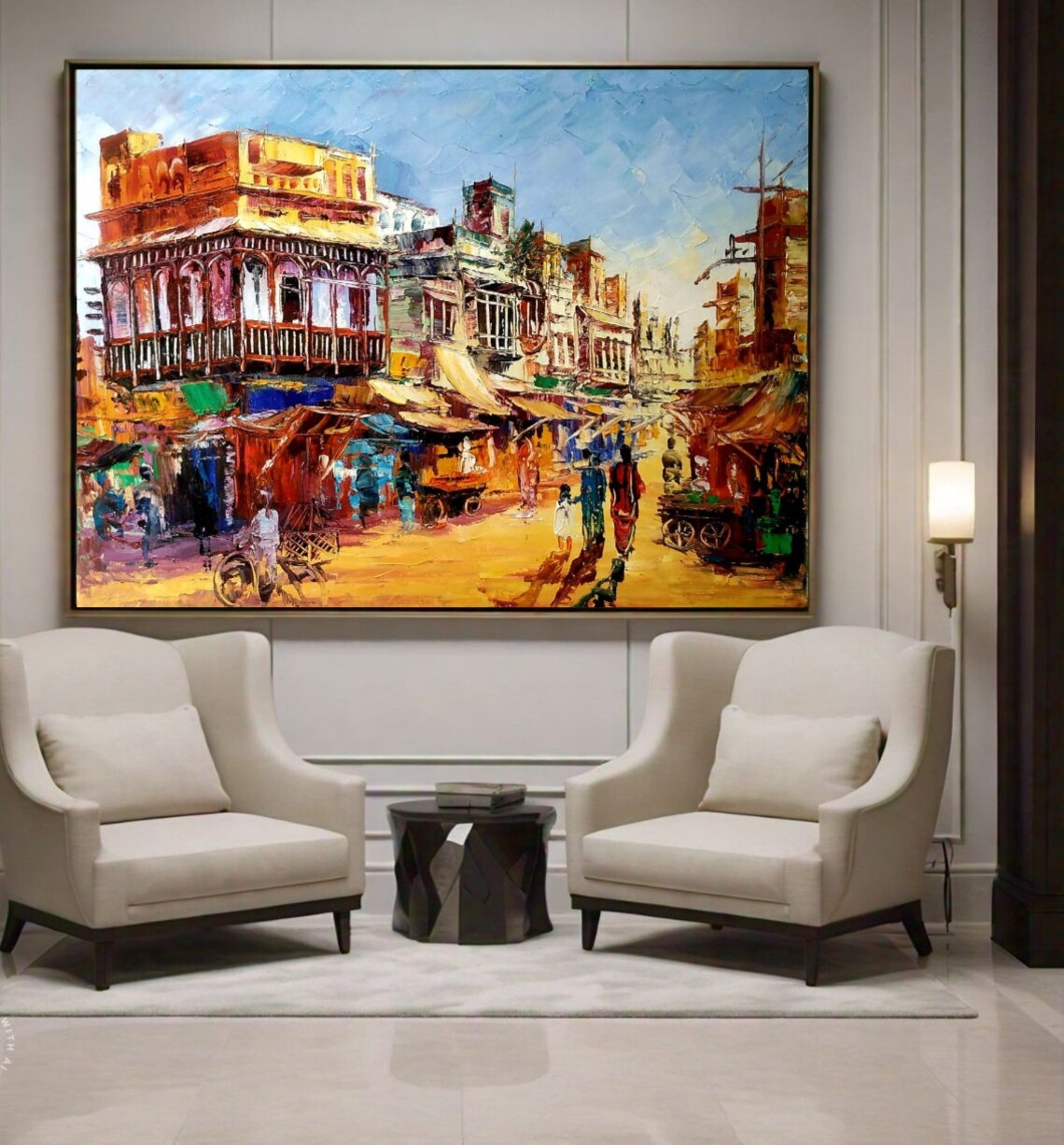 City Wall Art, Indian Oil Painting Style Print - Image 3