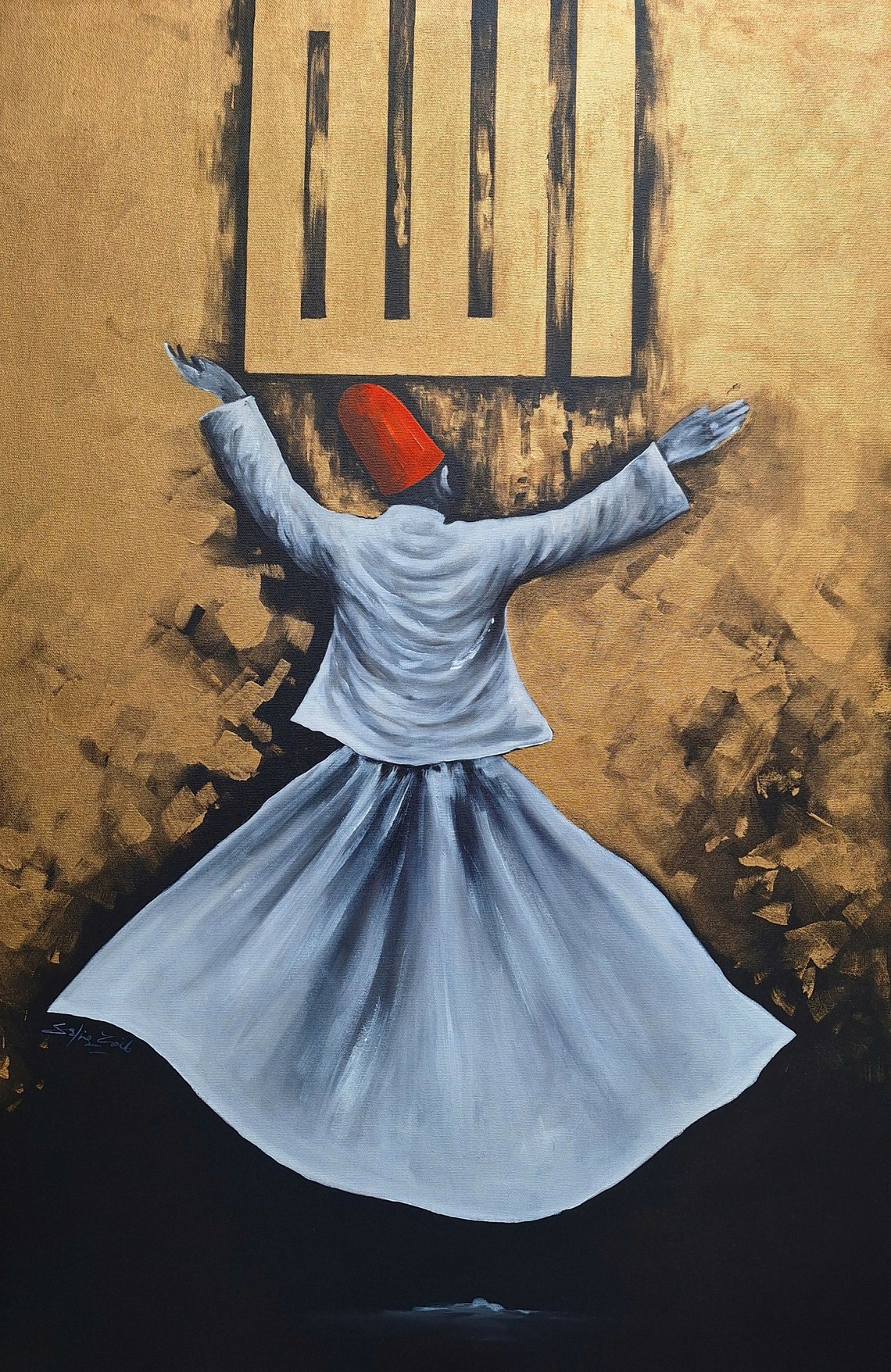 Whirling Dervish Sufi Dance Gold Background Spiritual Poster - Image 3