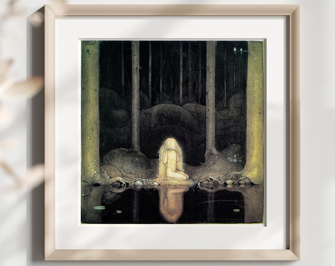John Bauer Tuvstarr Fairy Tale Forest Lake Illustration Poster