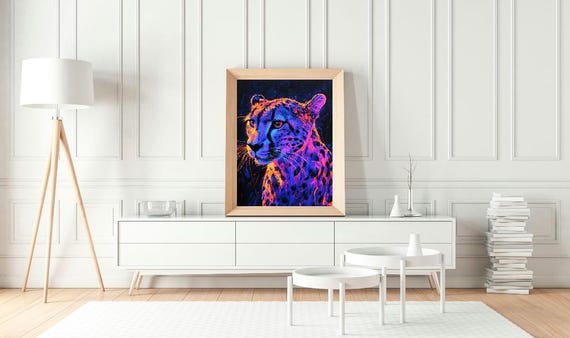 Neon Cheetah Wall Art Print