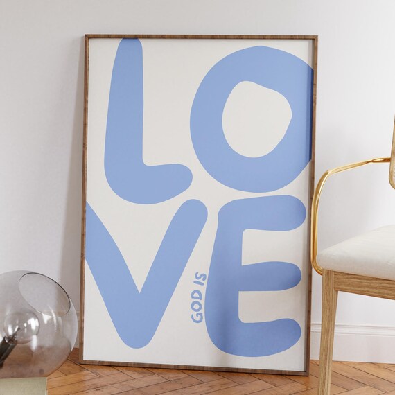 God Is Love Print Bible Verse Poster Aesthetic Christian Home Decor Minimalist Christian Wall Art Trendy God Bible Art