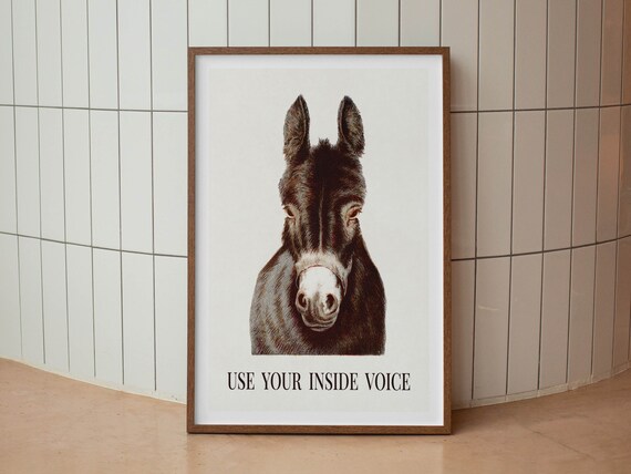Inside Voice Print Kitchen Art Wall Decor Funny Holiday Kitchen Art Retro Poster Amusing Entryway Hallway Wall Hang Fun Funny Family Gift