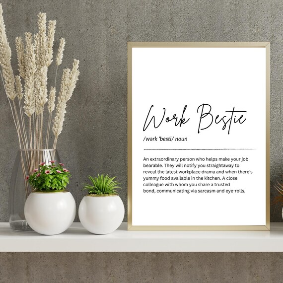 Work Bestie Definition Coworker Farewell Gift Office Desk Poster