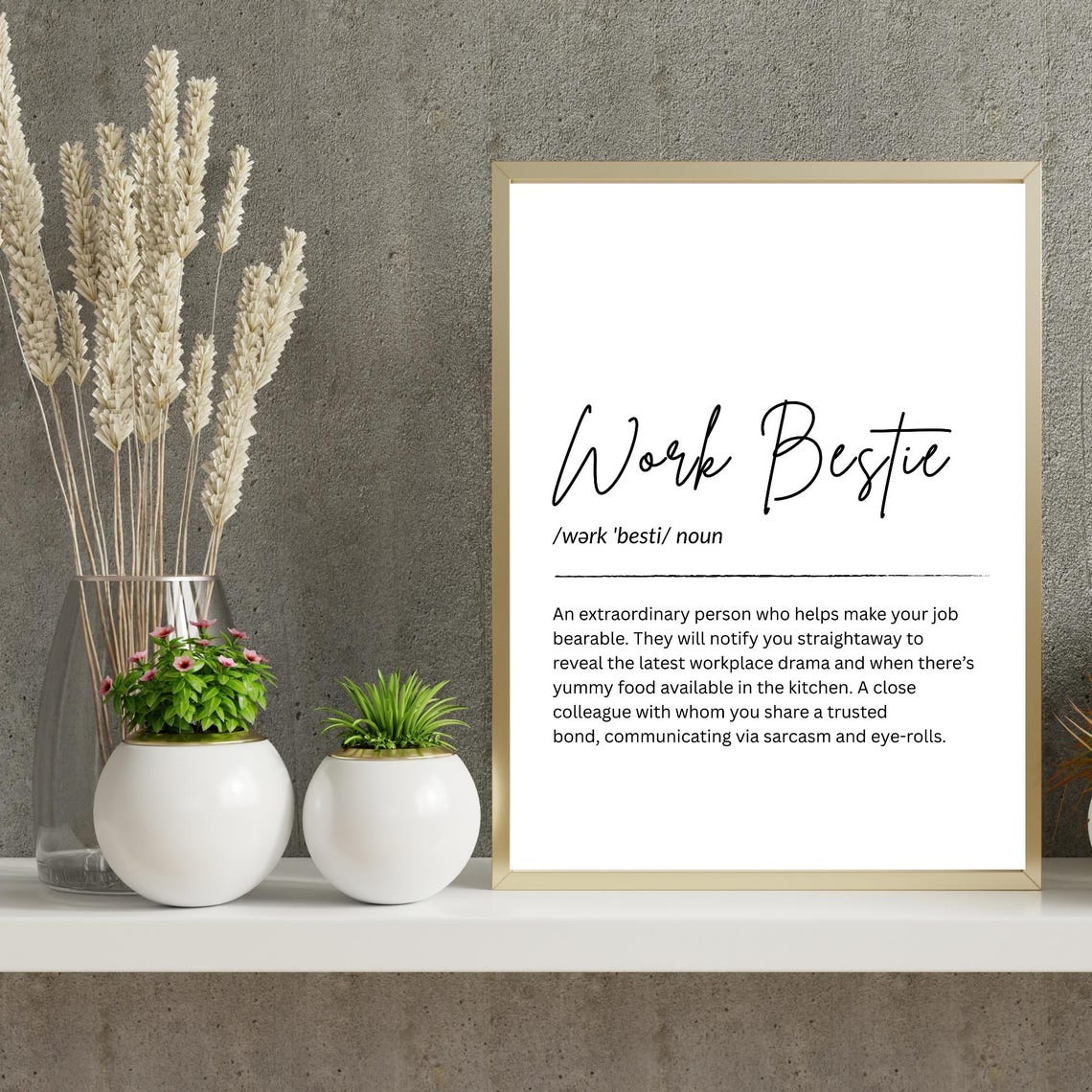 Work Bestie Definition Coworker Farewell Gift Office Desk Poster