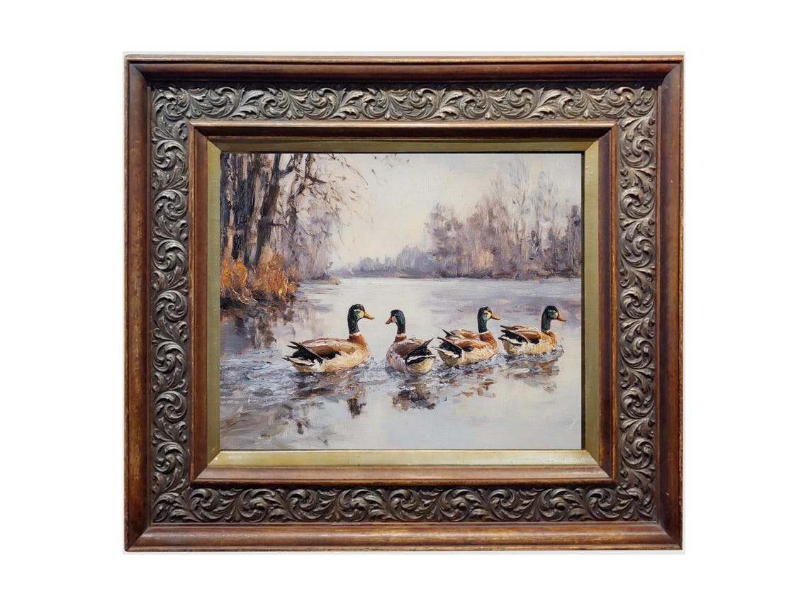 Ducks On Lake Farmhouse Painting Oil Painting Vintage Art Prints For Cottage Core And Gallery Wall Art Art Downloads - Image 3
