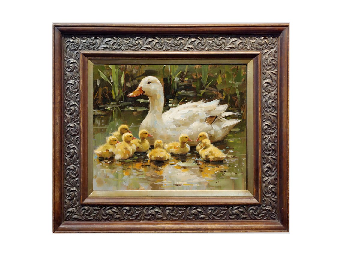 Duck Pond Vintage Oil Painting, Nature Art Print - Image 2