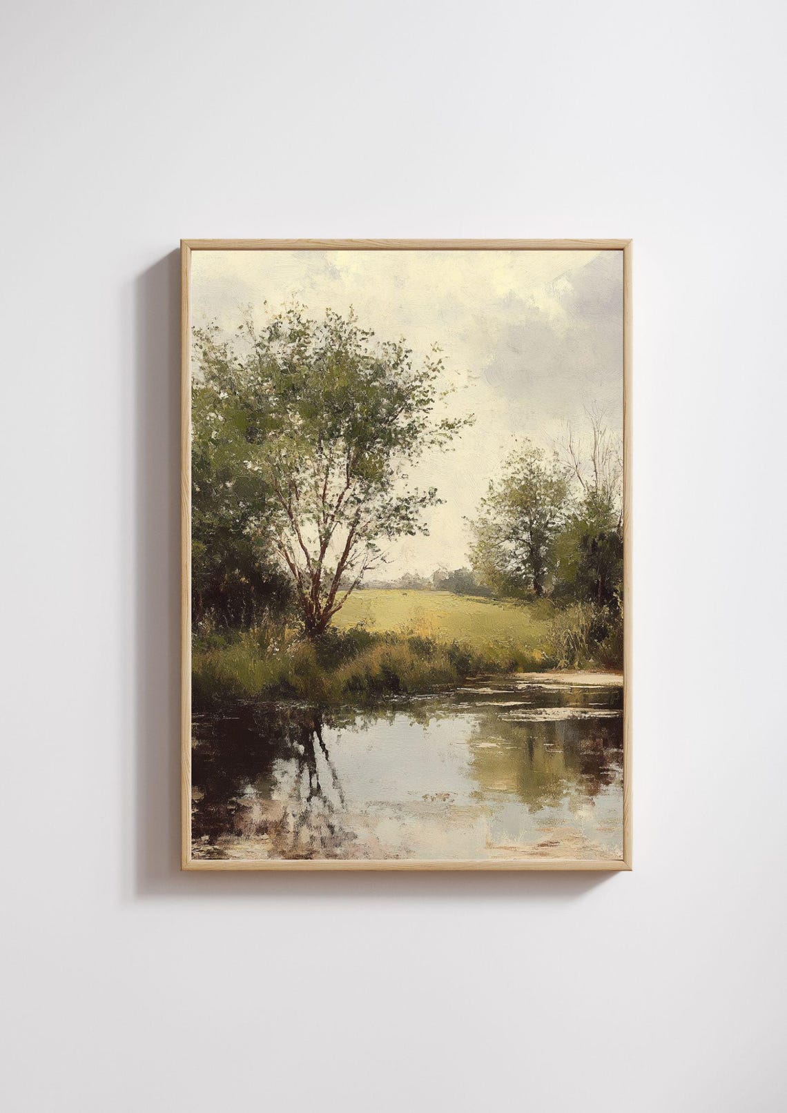 Tranquil River Landscape, Vintage Oil Painting Print - Image 2