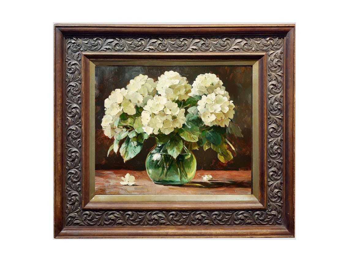 Hydrangea Vintage Floral, Cottagecore Mid-Century Art Print - Image 2