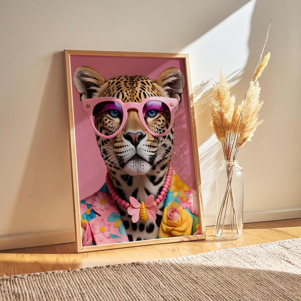 Leopard Wall Art, Colorful Maximalist Animal Print