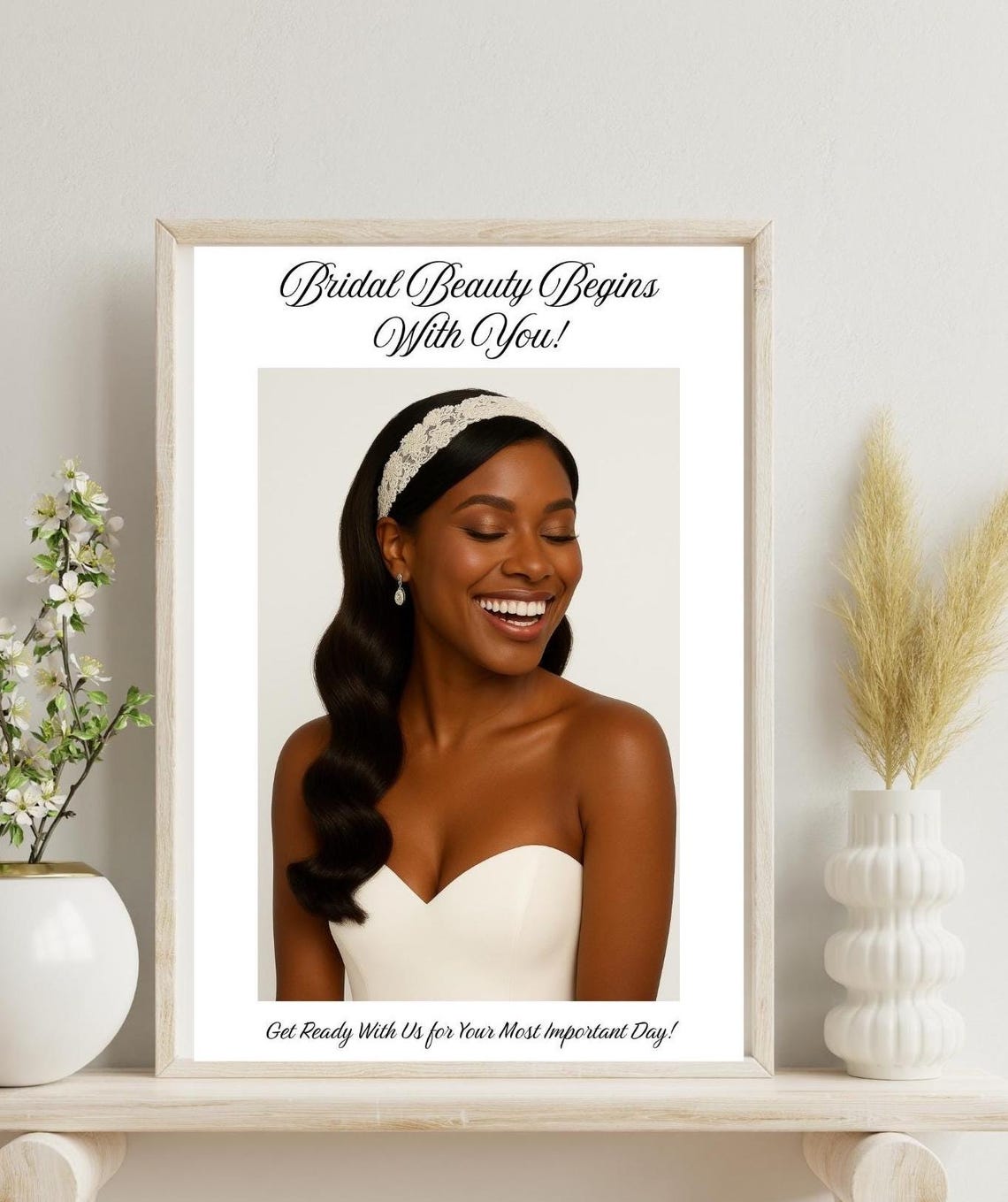 Bridal Beauty Begins With You Smiling Bride Salon Decor Poster