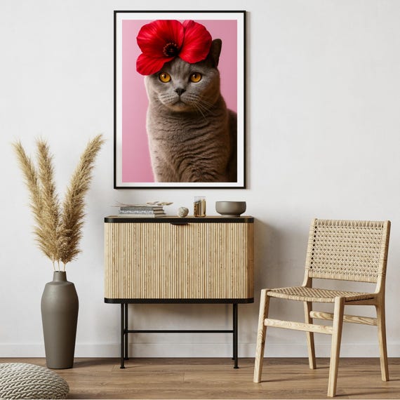 British Shorthair Cat Photography Cute Wall Art Portrait Pet Poster Kids Room Nursery Decor Lover Gift