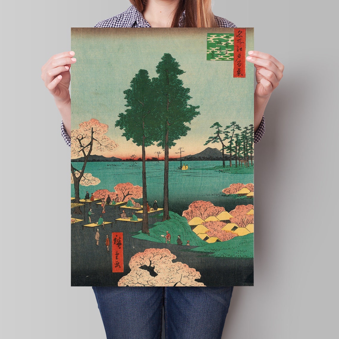 Hiroshige Cherry Blossom Riverside Edo Japanese Woodblock Art Poster - Image 4