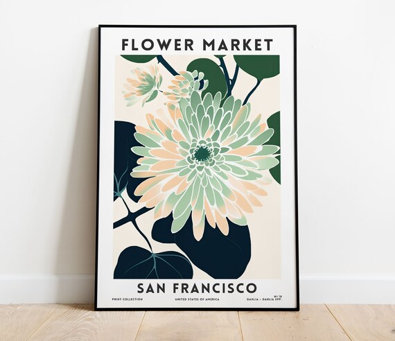 San Francisco Flower Market Poster Colorful Floral Art Print City Inspired Home Decor Gift For Flower Lovers Exhibition Poster
