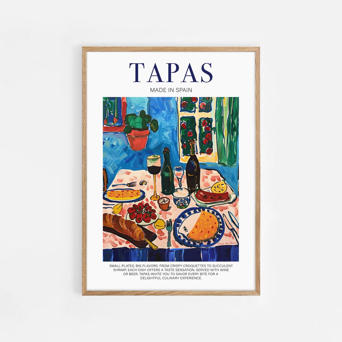 Tapas Made In Spain Colorful Food Table Fiesta Illustration Poster
