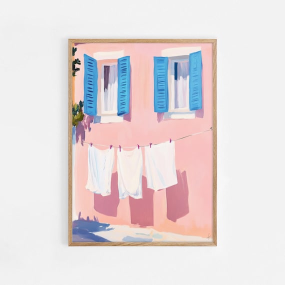 Laundry Room Decor Hanging Art Print Clothesline Italy Poster 976