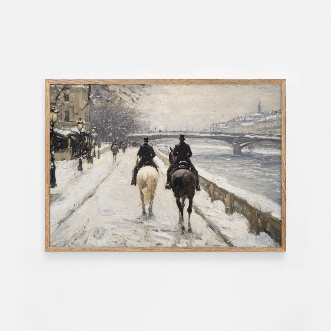 Two Horse Riders Snowy River Vintage Winter Impressionist Poster