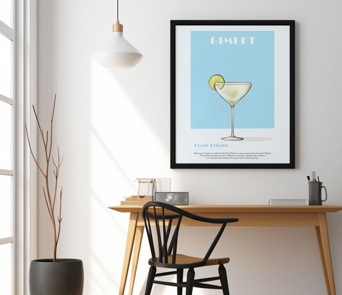 Gimlet Great Britain Classic Coupe Cocktail Retro Bar Art Poster - Image 3