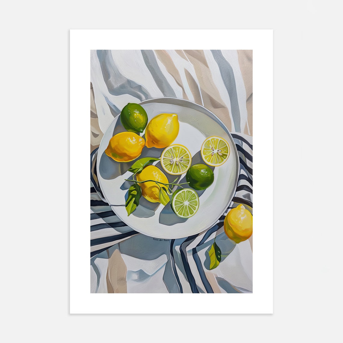 Lemons And Limes Citrus Still Life Oil Painting Fruit Poster - Image 3