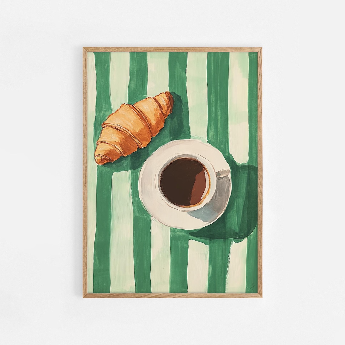 Coffee And Croissant Art Print, Kitchen Decor