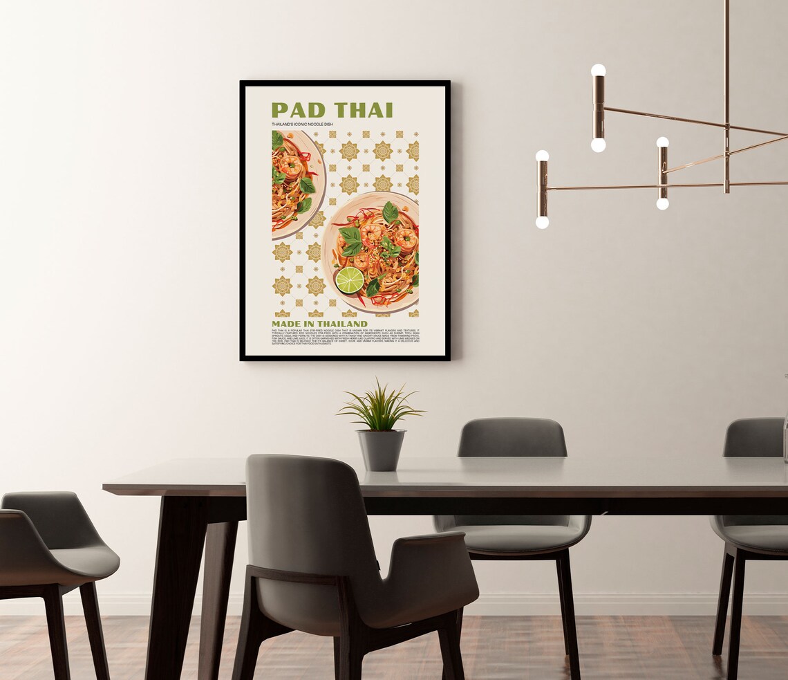 Pad Thai Made In Thailand Shrimp Noodles Kitchen Food Poster - Image 2
