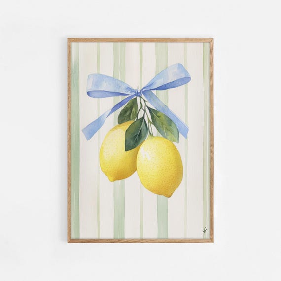 Lemon Print Wall Art Poster Watercolor Lemon Art Vintage Lemon Art Kitchen Decor Citrus Fruit Wall Fruit Market Prints