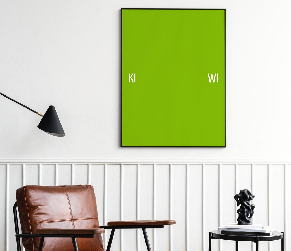Kiwi Split Wordplay Typography Green Minimalist Kitchen Poster - Image 2