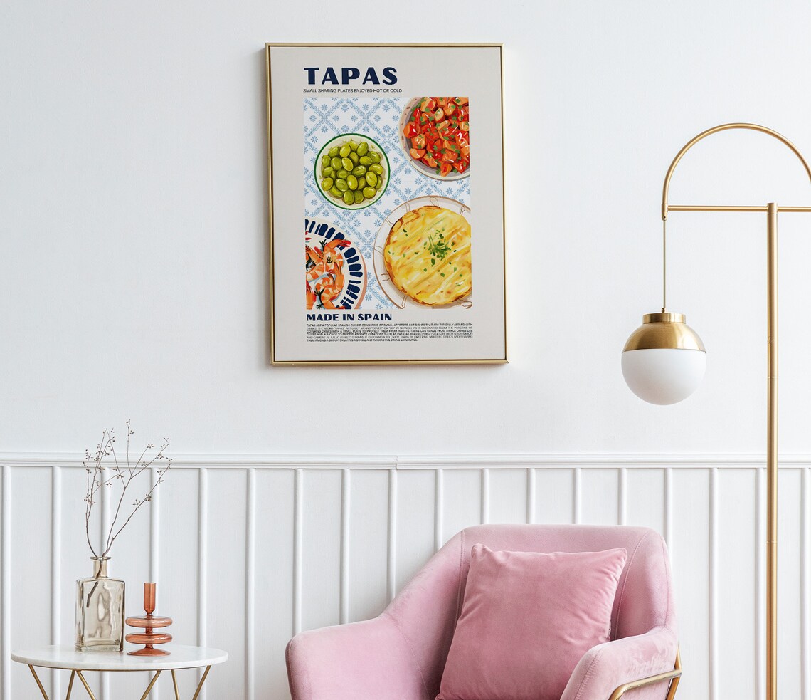 Tapas Art Print, Spain Cuisine Kitchen Decor - Image 2
