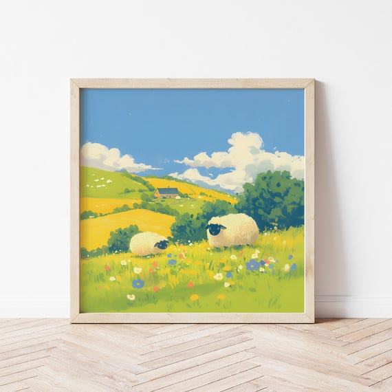 Blacknose Sheep Art Print, Nursery Animal Decor