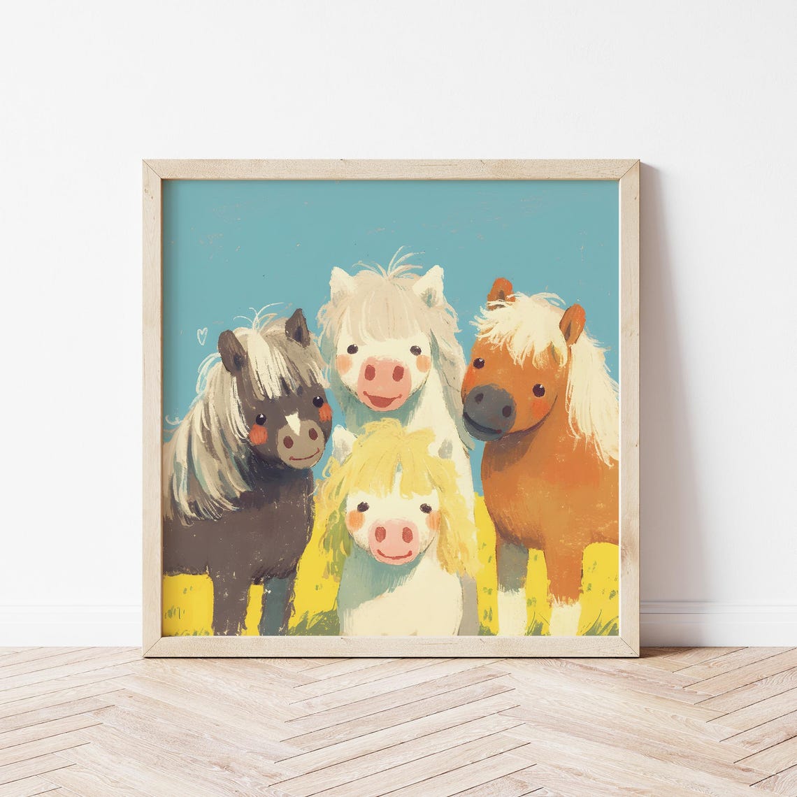 Pony Nursery Wall Art Print, Cute Horse Friends