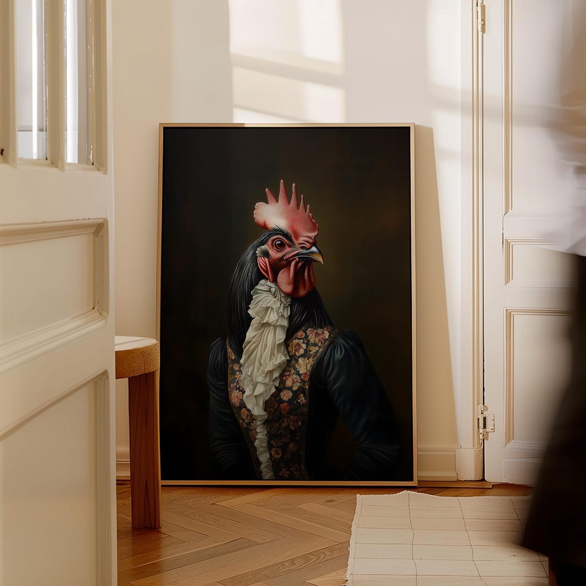Renaissance Rooster Funny Aristocrat Portrait Oil Painting Poster