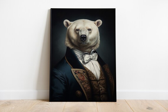 Renaissance Polar Bear Portrait Print Animal Human Body Poster