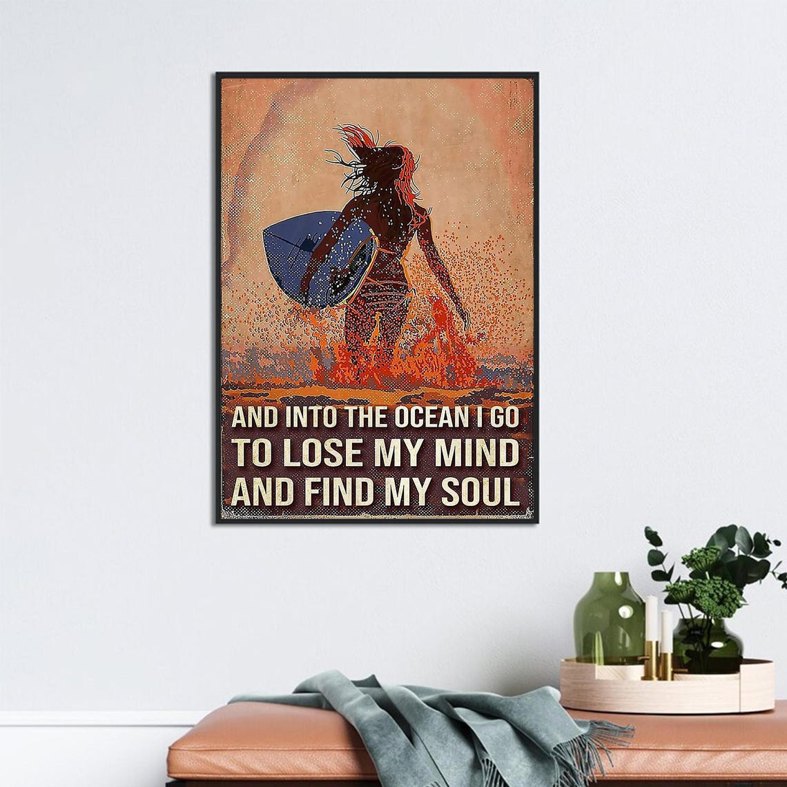 And Into The Ocean I Go Surfer Girl Sunset Ocean Wave Poster Art - Image 2