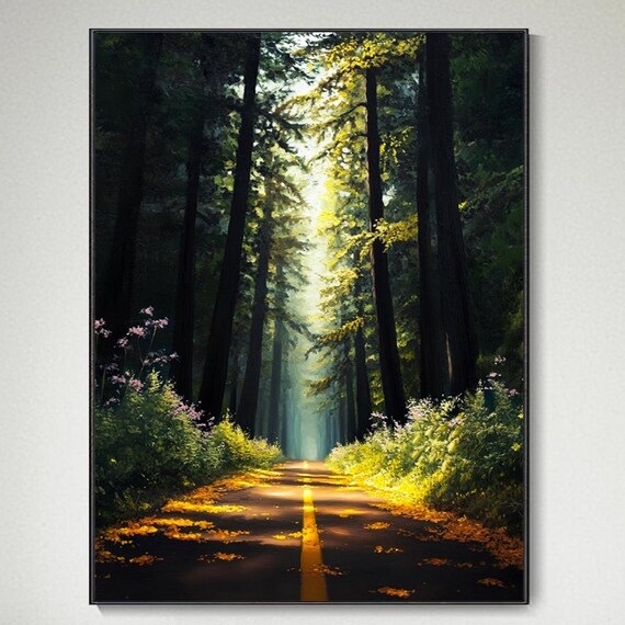 Large Wall Forest Trees Landscape Oil Painting Abstract Plant Natural Scenery Art Living Room Wall Decor Impressionist Art Spiritual