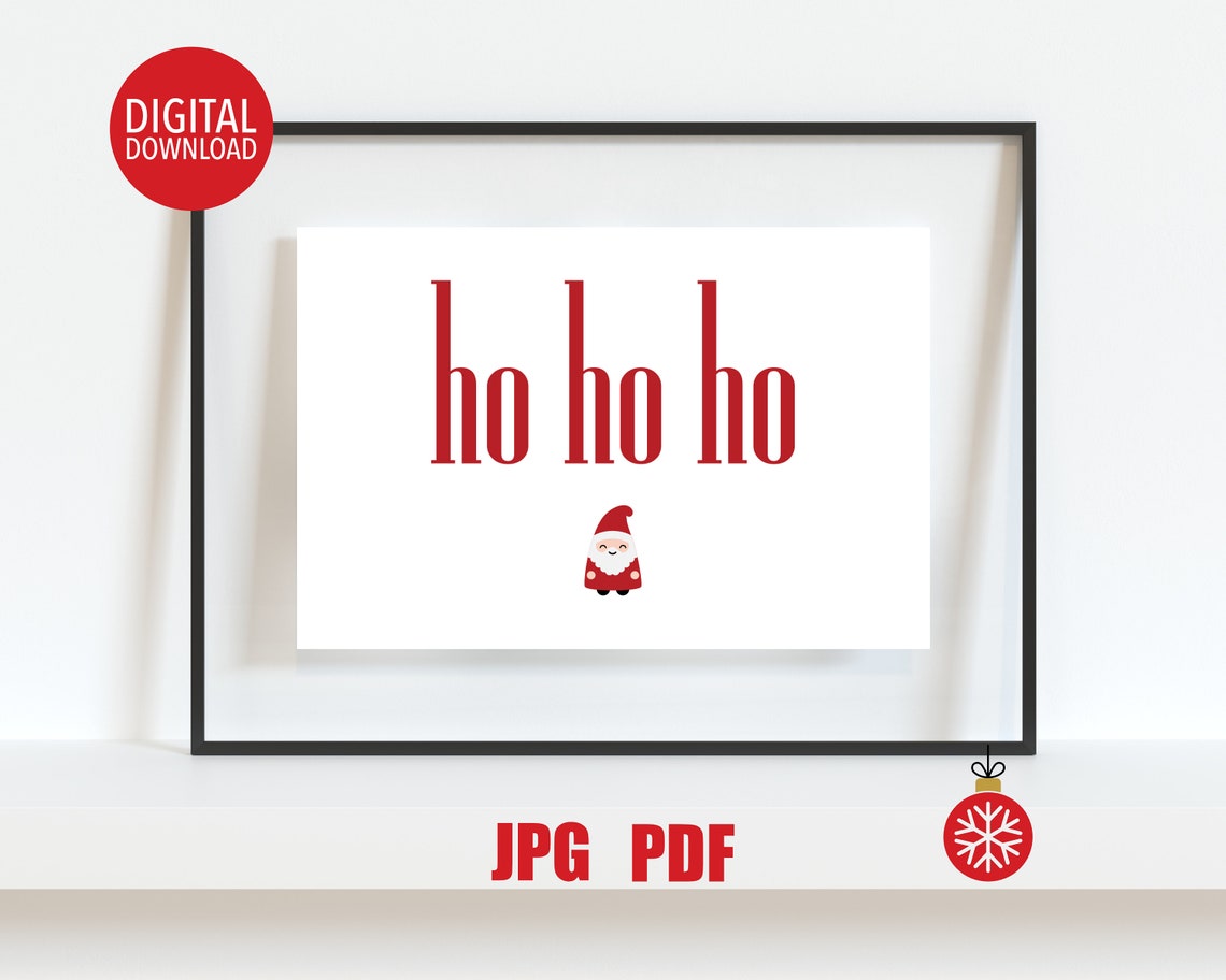 Ho Ho Ho Cute Santa Claus Red Typography Holiday Christmas Poster